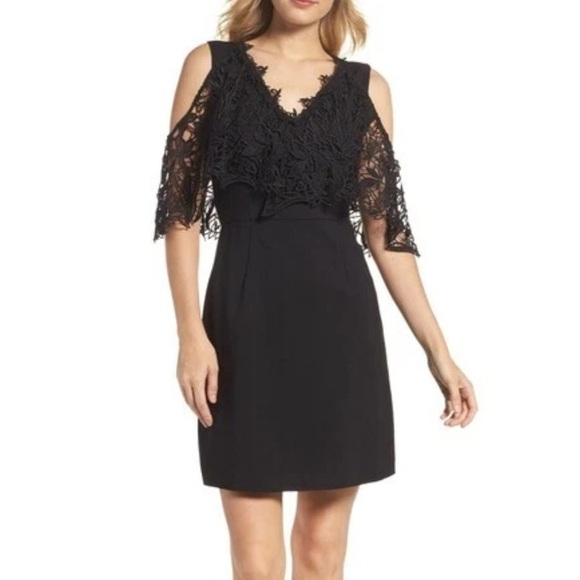 Kobi Halperin Dresses & Skirts - Kobi Halperin “Kena” Black Cold Shoulder Sheath Dress Size 4